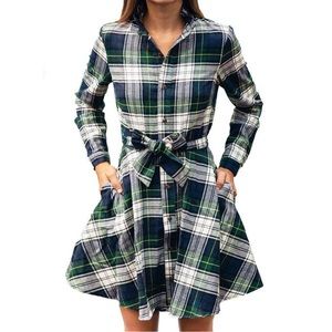 Kiel James Patrick Cozy Cabin Flannel Dress Green Mountain Plaid XS